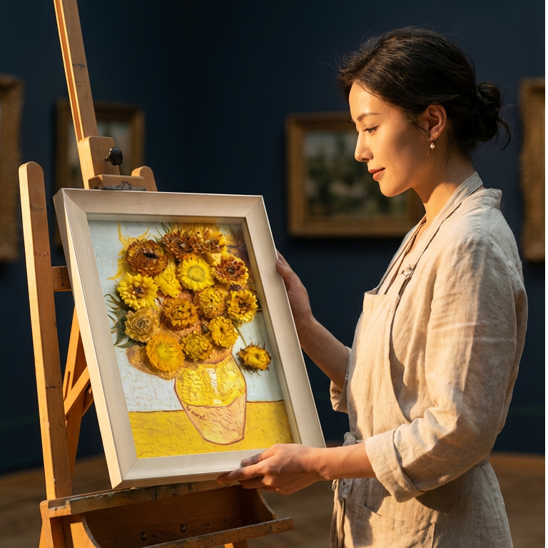向日葵干花相框成品立体中空相框创意3D立体永生花装饰画家居2333