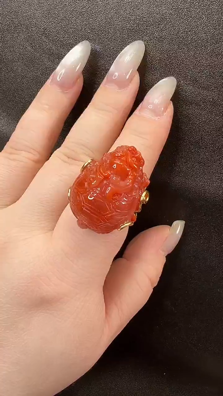 颈饰未镶嵌南红玛瑙戒指