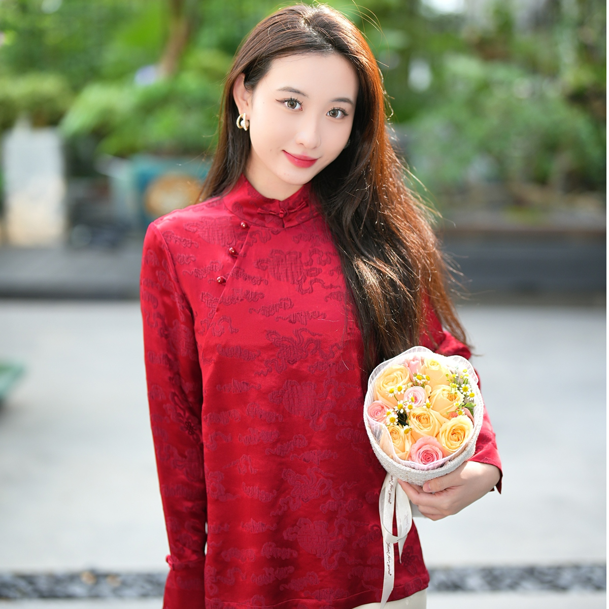 蓝大【飞雪】新中式国风桑蚕丝上衣7304