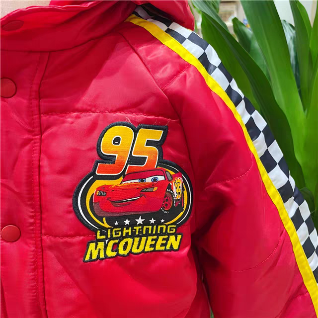 迪家原单男童加厚棉服赛车总动员男童加绒保暖外套卡通棉服外套