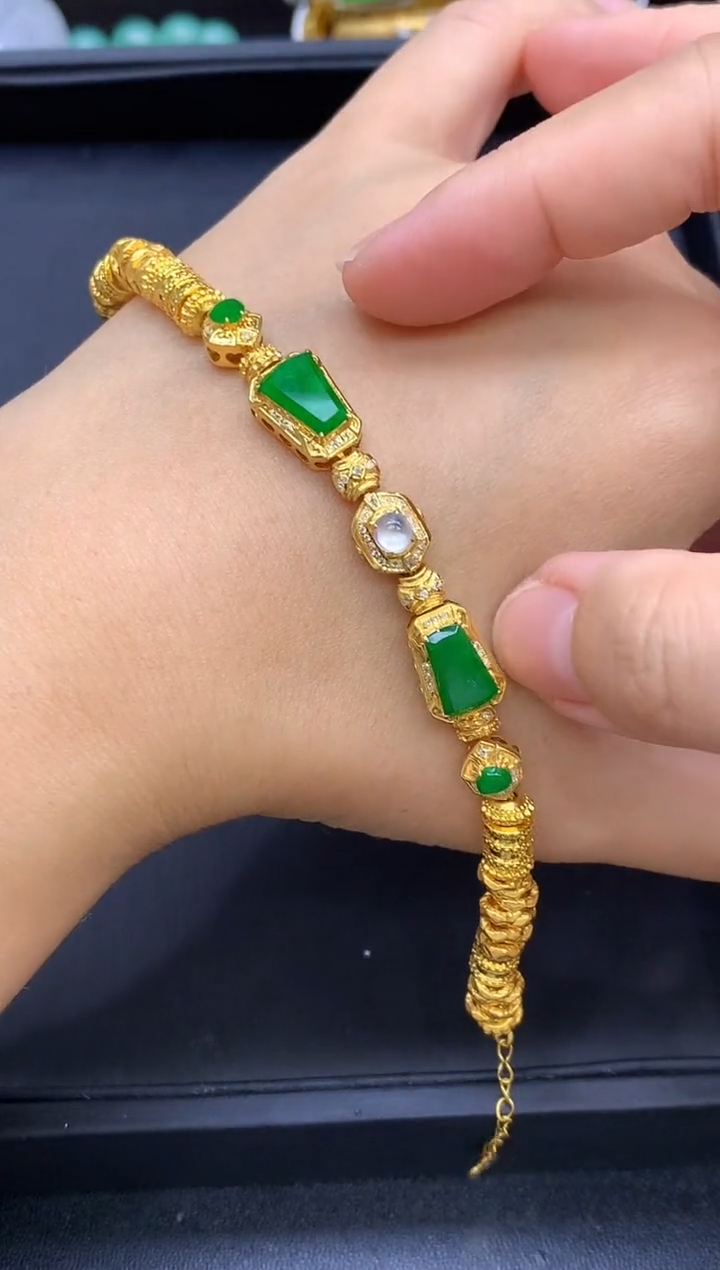 18K金镶嵌手链翡翠903-中国好珍宝