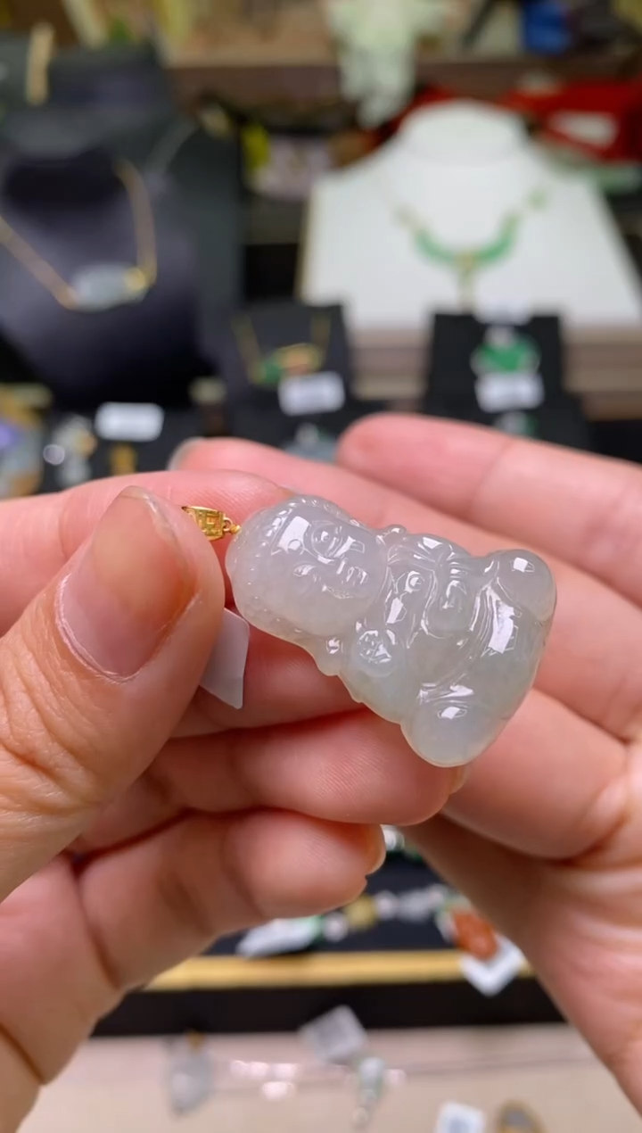 【闪购商品】翡翠颈饰18K金镶嵌净货18333