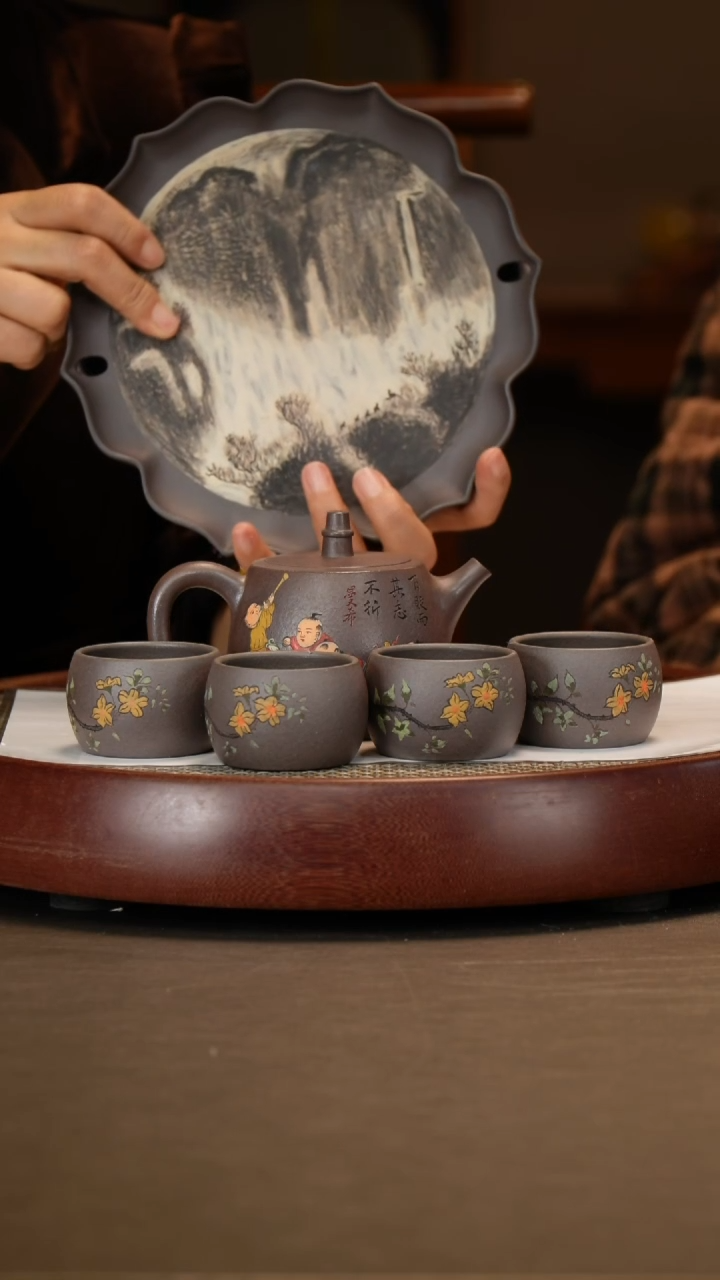 【闪购商品】紫砂茶壶【张赦棠】天青汉铎套组  280CC