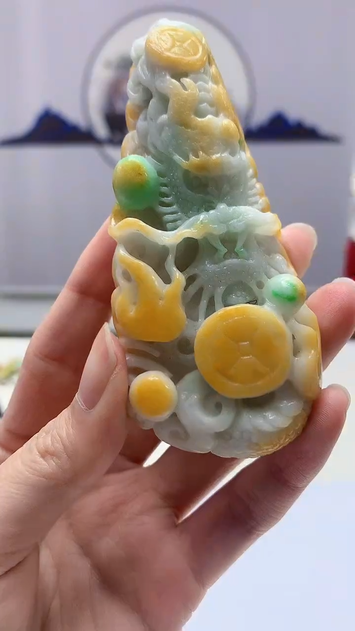 【闪购商品】定制翡翠未镶嵌4852zm-毛货挂件龙103