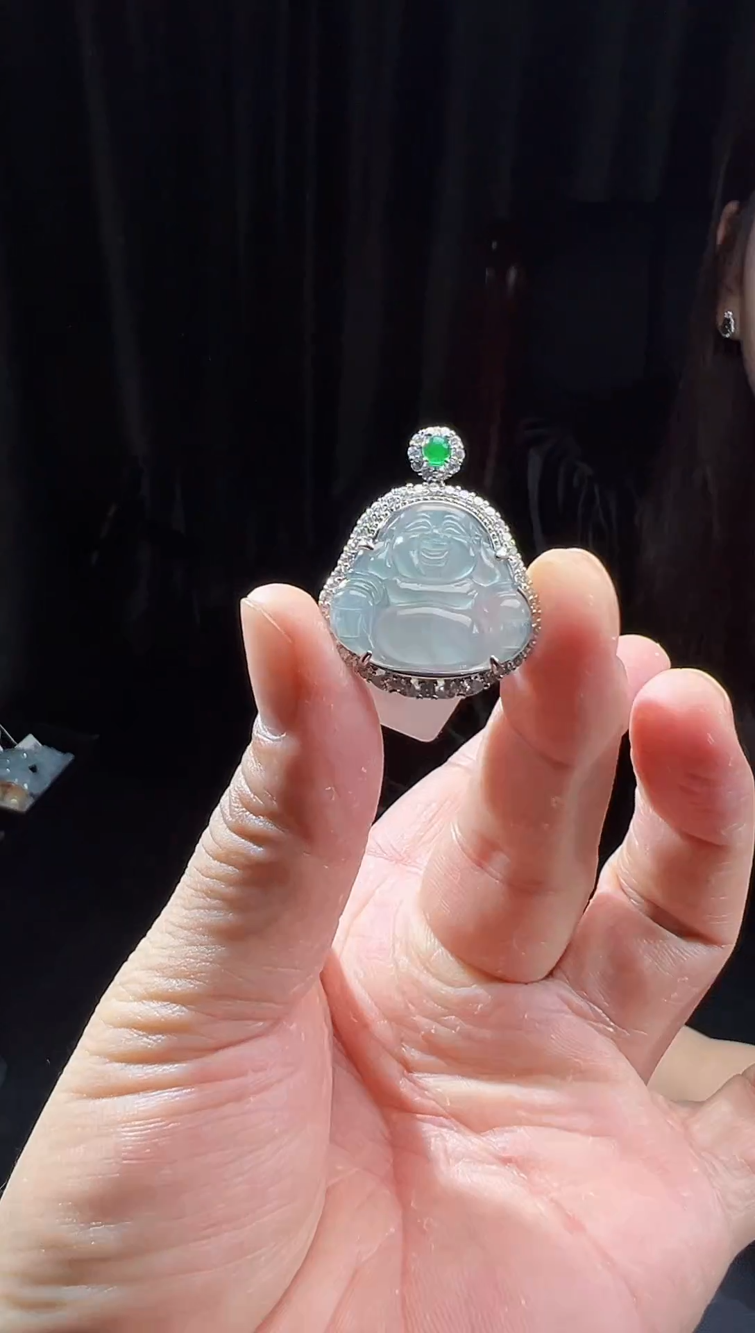 【闪购商品】翡翠颈饰银S925镶嵌天然翡翠（多样性发）佛公10480