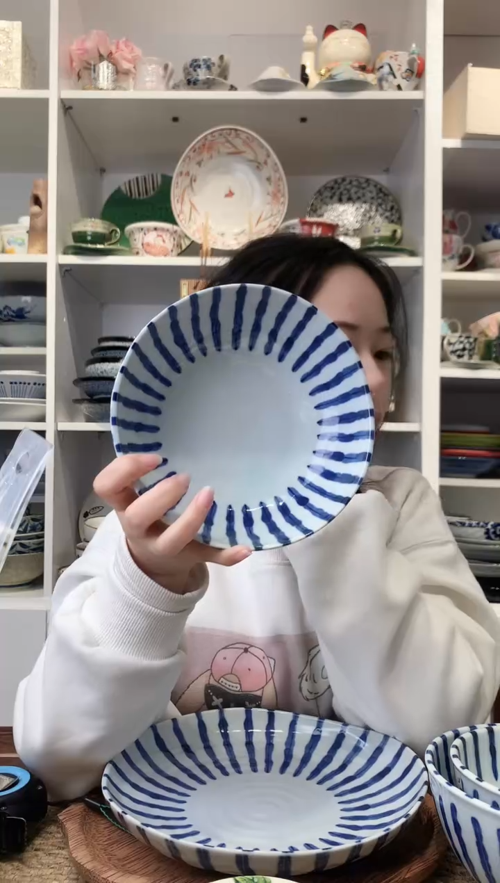 陶瓷浓十草55大钵17cm