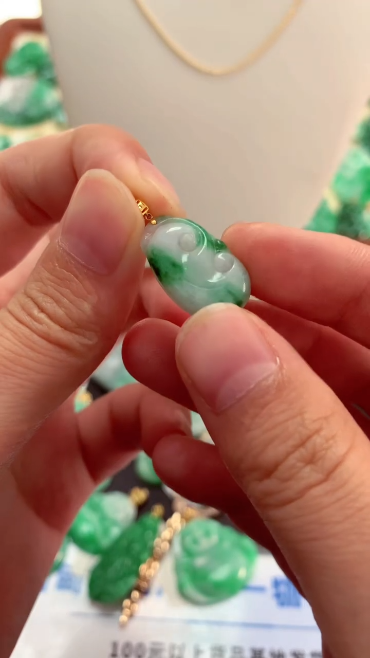 翡翠18K金镶嵌吊坠(不含链)挂件