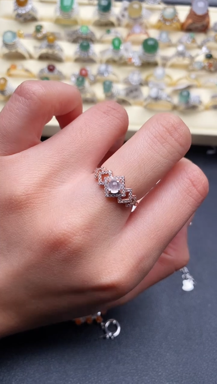 【闪购商品】翡翠戒指银S925镶嵌4444444+6