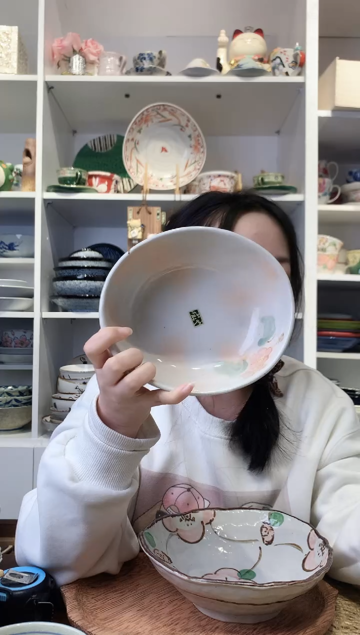 陶瓷bloom粗陶手绘山樱花深钵17cm