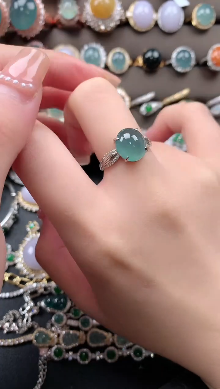 【闪购商品】翡翠戒指银S925镶嵌52141