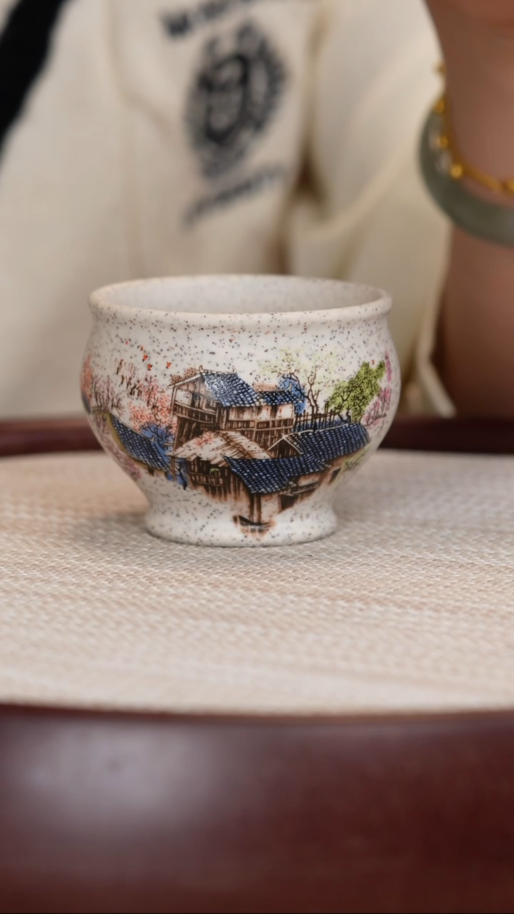 【闪购商品】紫砂茶杯白泥山水杯