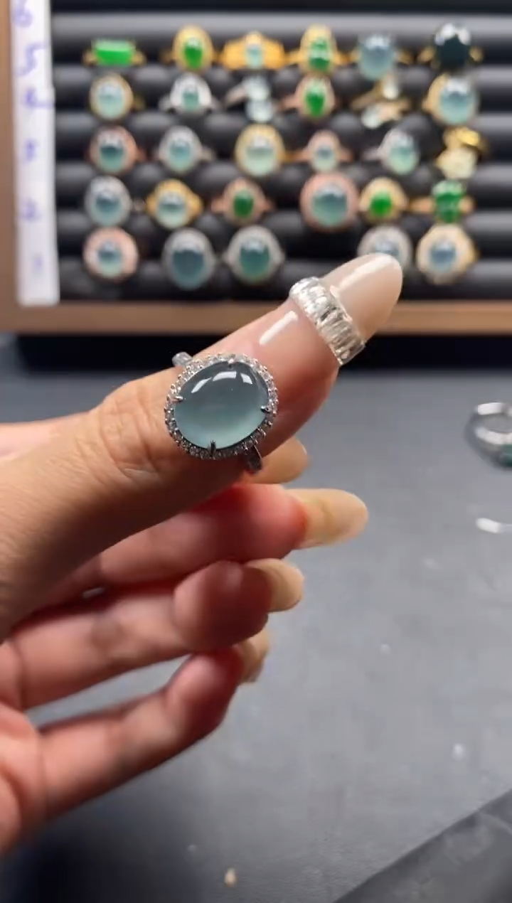 银S925镶嵌戒指翡翠51511