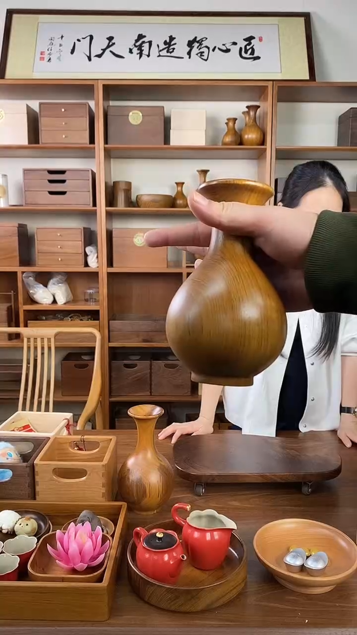 木p**p缅甸柚木花瓶 