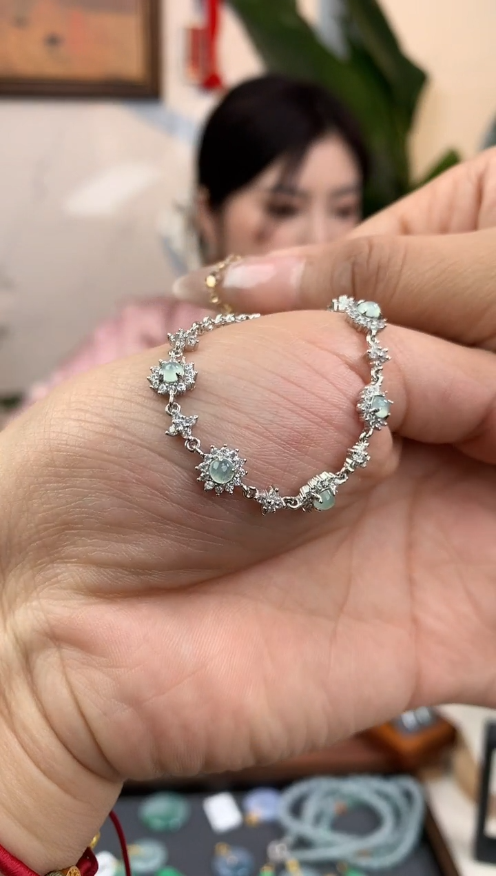 【闪购商品】翡翠手链银S925镶嵌手链