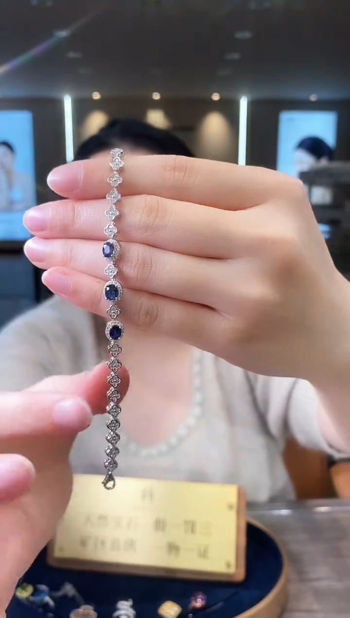 【闪购商品】蓝宝石手链银S925镶嵌09