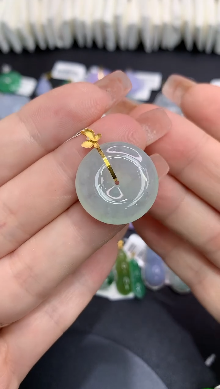 吊坠(不含链)18K金镶嵌翡翠11111111111111