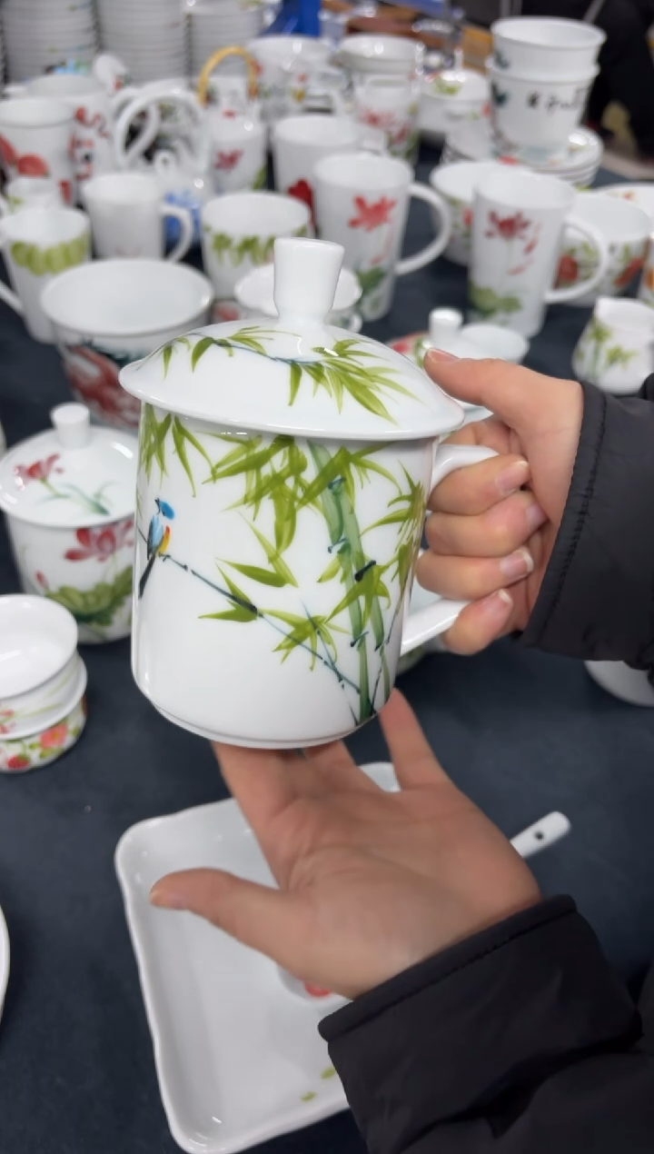 景德镇高温陶瓷食品级手绘釉中彩-大办公杯