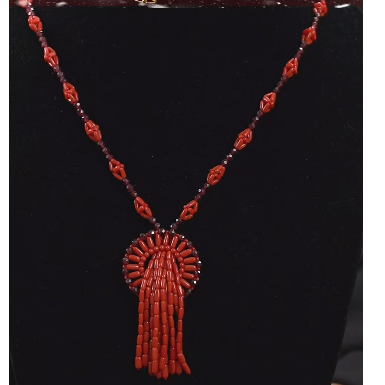 宝岛QL珊瑚 红珊瑚编制毛衣链