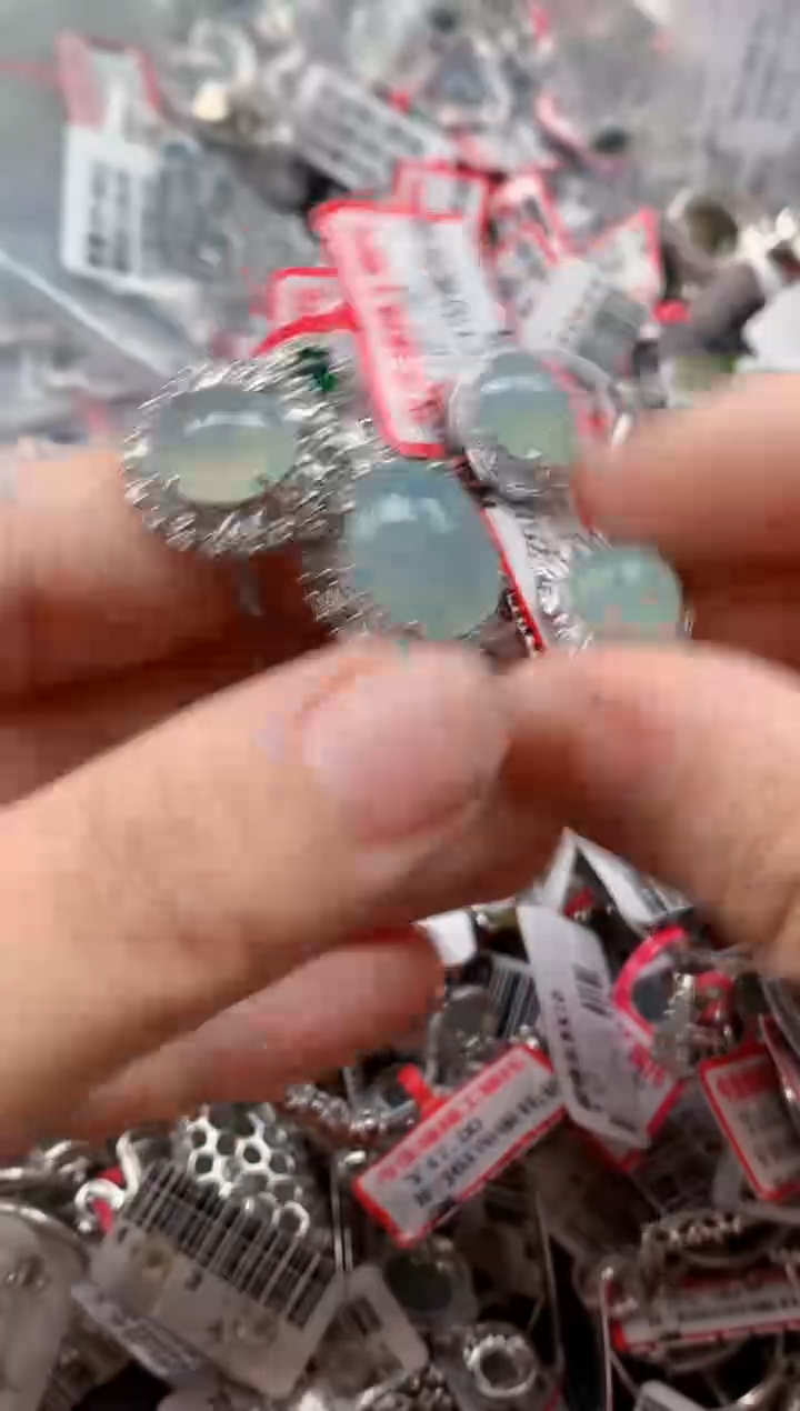 银S925镶嵌戒指翡翠天然A货缅甸翡翠