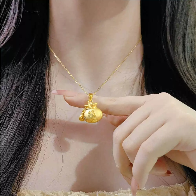 福韵天玺 铜合金吊坠 《韵系列》钱币福袋项链复古精美百搭金色挂坠