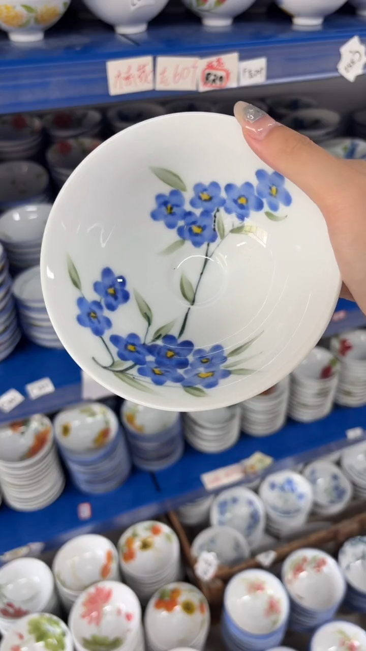 瓷片景德镇陶瓷食品级手绘釉中彩-斗笠碗