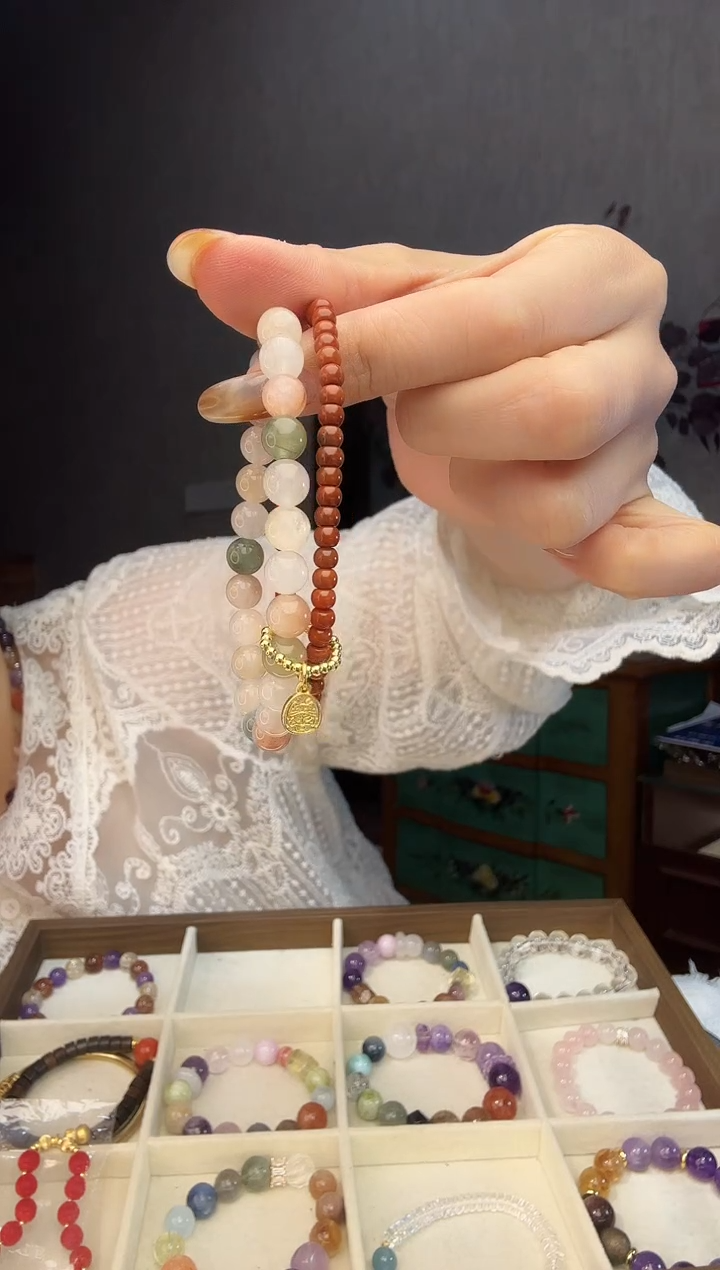 未镶嵌手链水晶彩兔毛手串