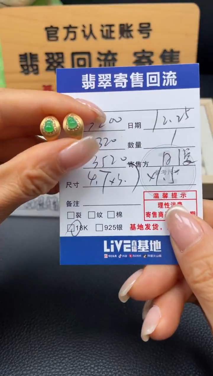 18K金镶嵌翡翠耳饰10152548