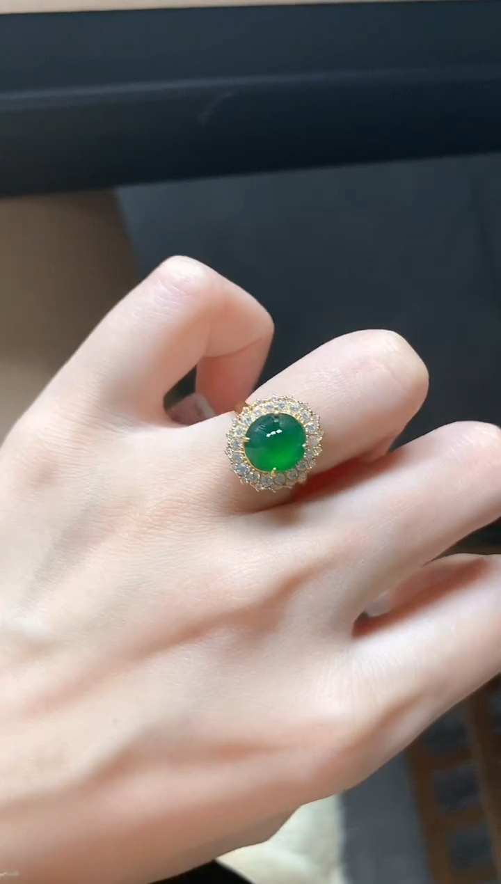 银S925镶嵌戒指翡翠51151