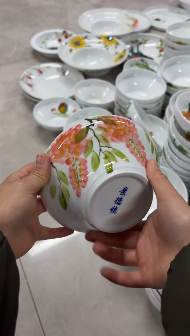 景德镇高温陶瓷食品级手绘釉中彩餐具-葫芦碗