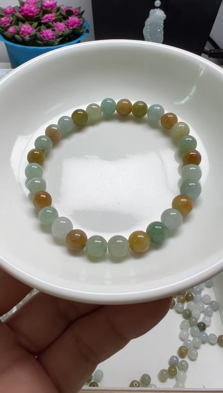散珠翡翠天**心纯天然缅甸A货翡翠