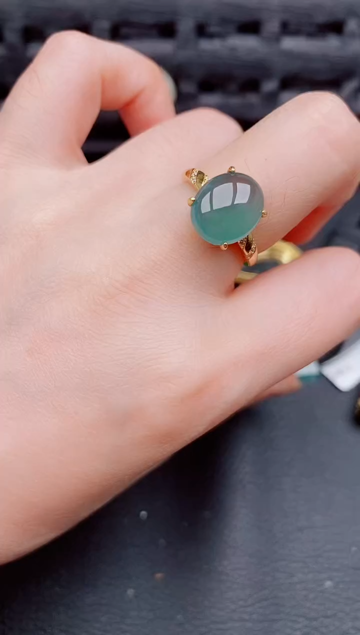 【闪购商品】翡翠戒指银S925镶嵌天然a货翡翠763