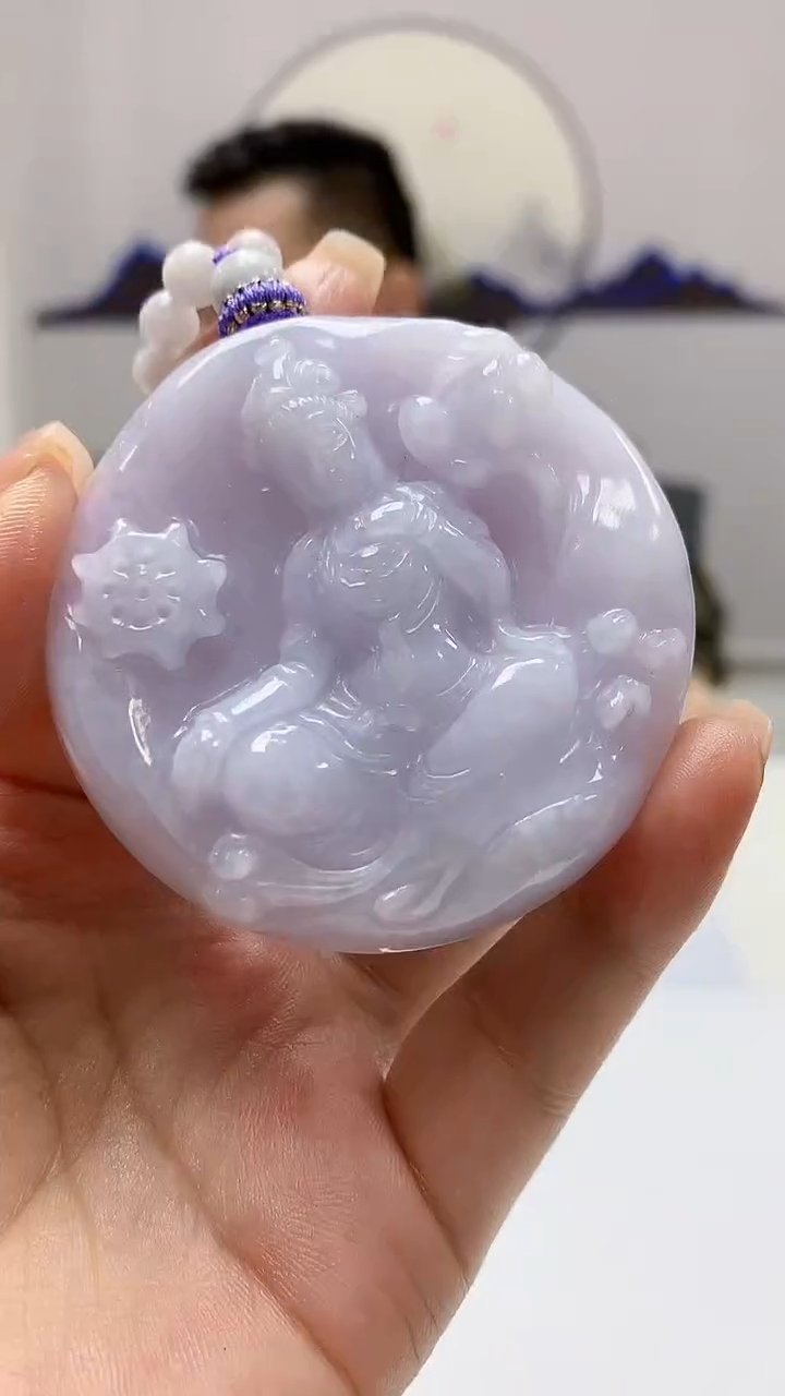 【闪购商品】定制翡翠未镶嵌5152ms-毛货140观音赠珠链