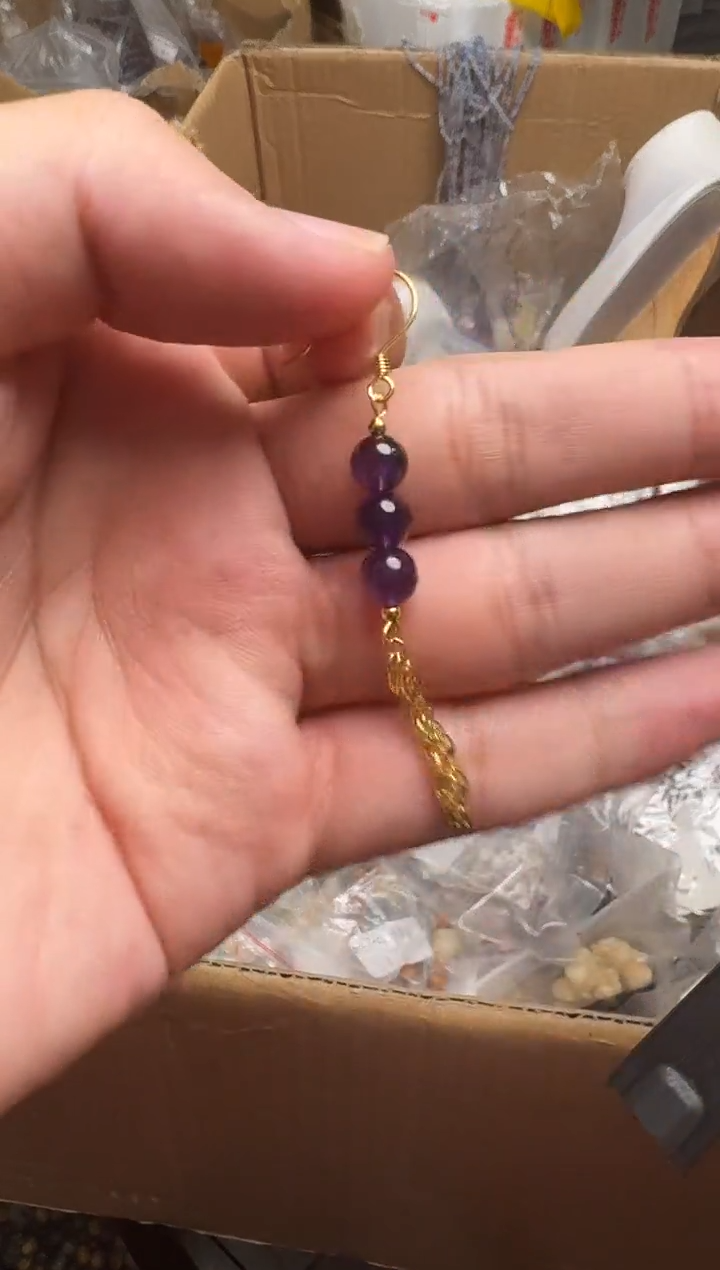 紫晶耳饰银S925镶嵌上