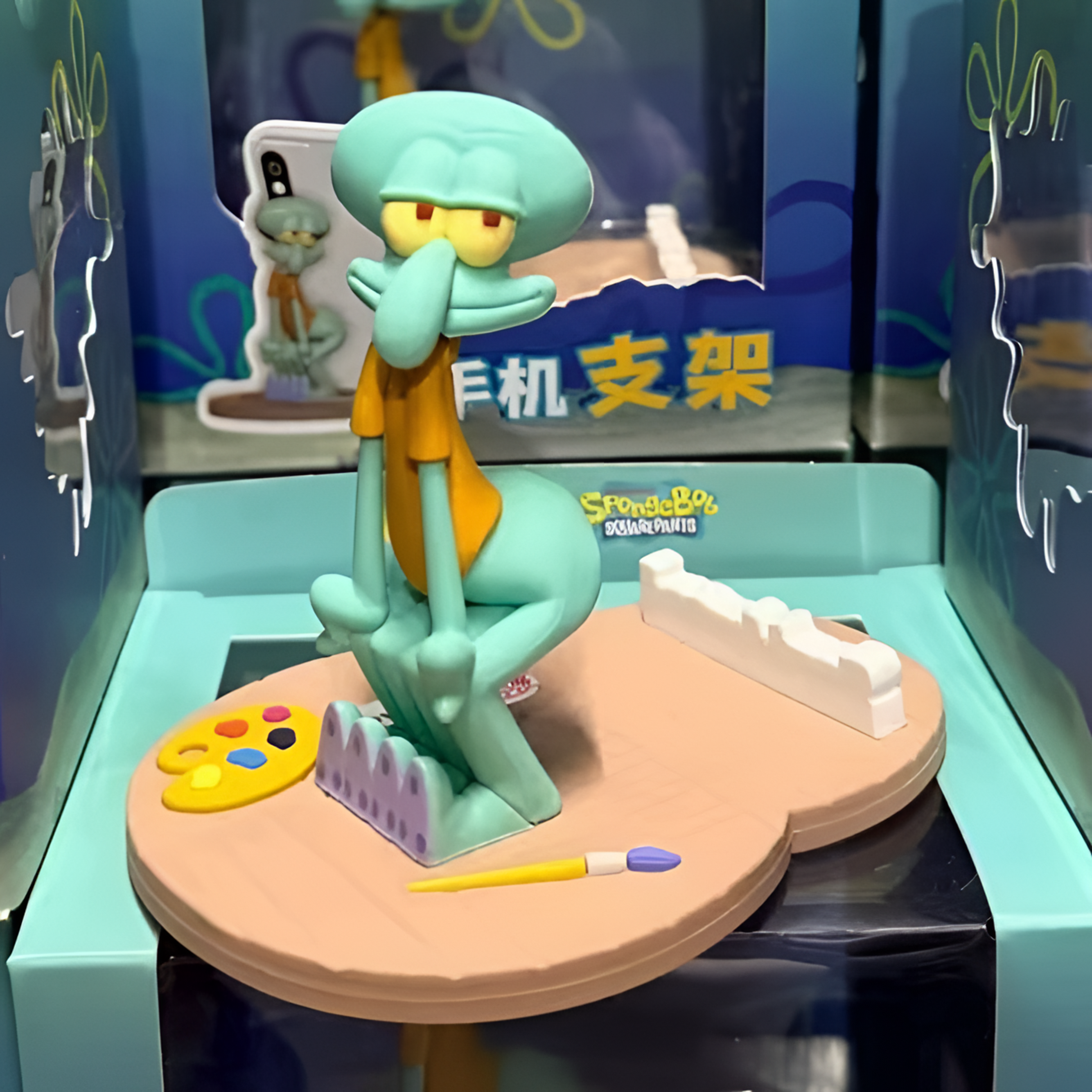 新品海绵宝宝章鱼哥款磁吸手机支架稳固卡通创意手办礼物装饰配件