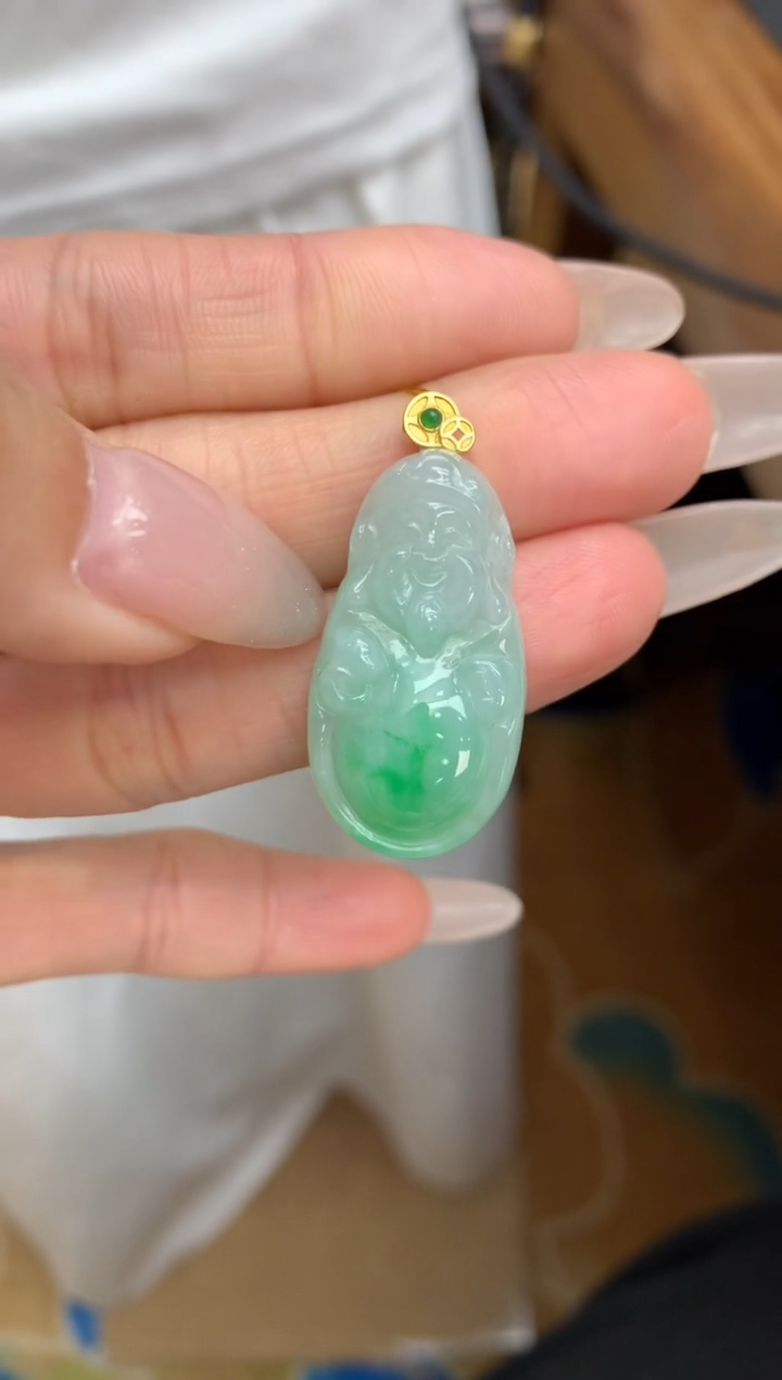 【闪购商品】翡翠颈饰18K金镶嵌财神