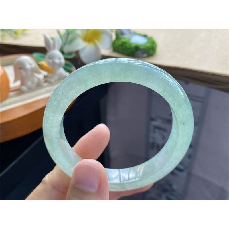 03.31批冰湖水绿果冻镯2514号54.5-12.1-8.4天然翡翠手镯