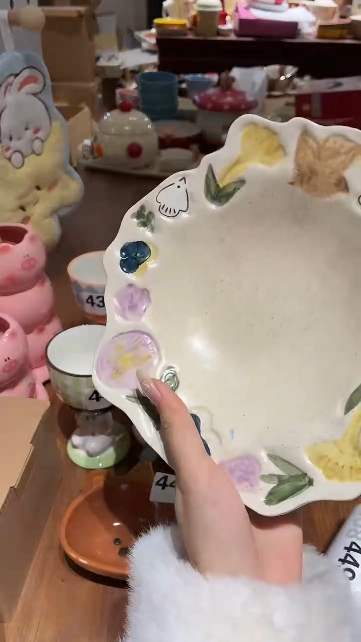 瓷449 小花 盘子 瑕疵