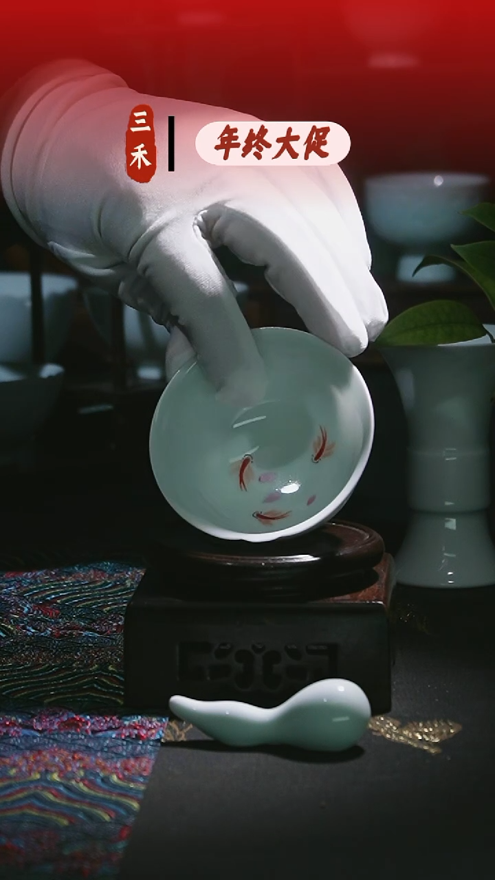 摆件陶青白瓷纯手工雕刻（孤品）