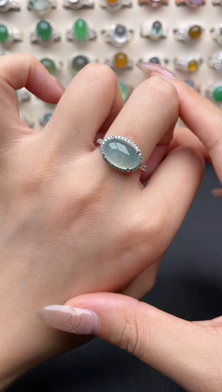 【闪购商品】翡翠戒指银S925镶嵌一物一证一礼盒