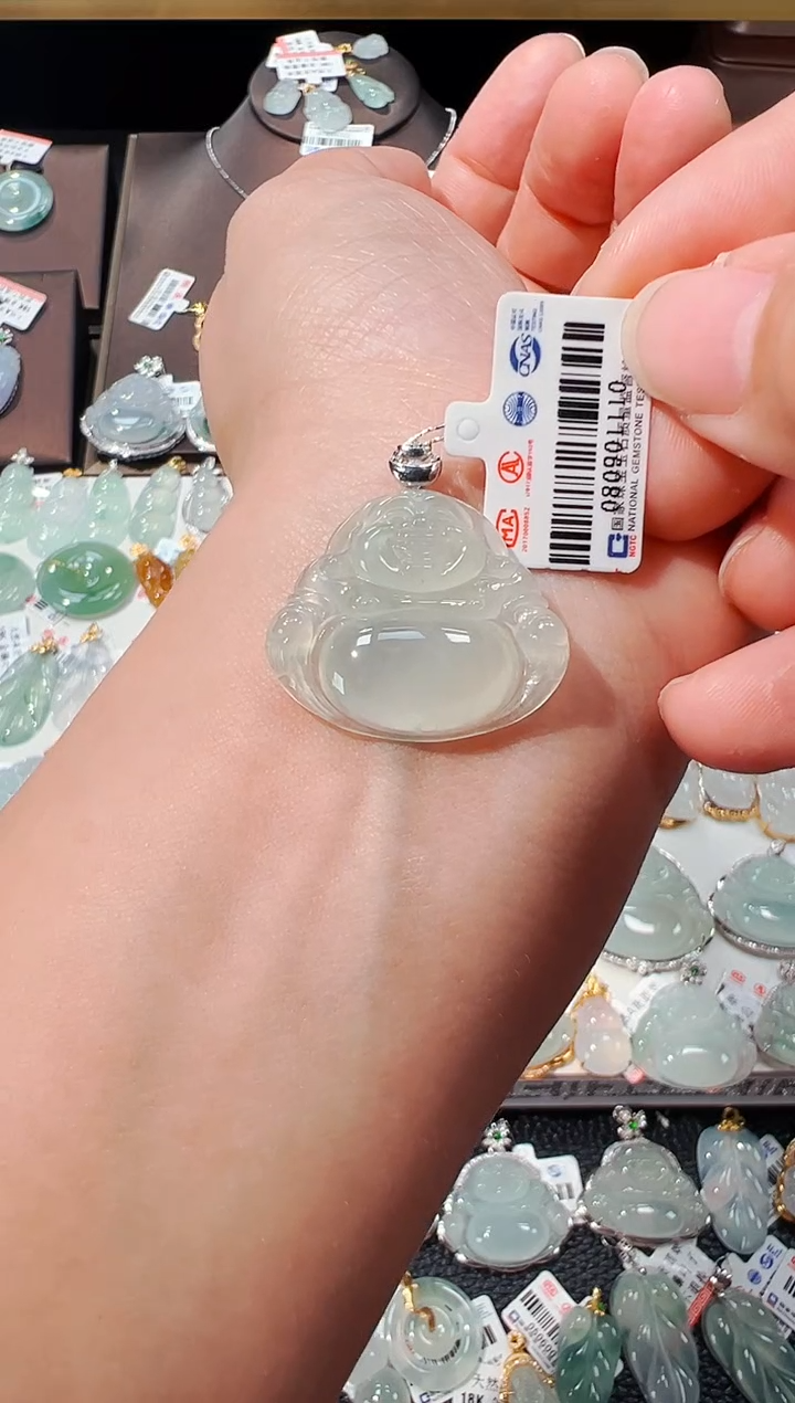 【闪购商品】翡翠吊坠(不含链)18K金镶嵌佛公吊坠1110