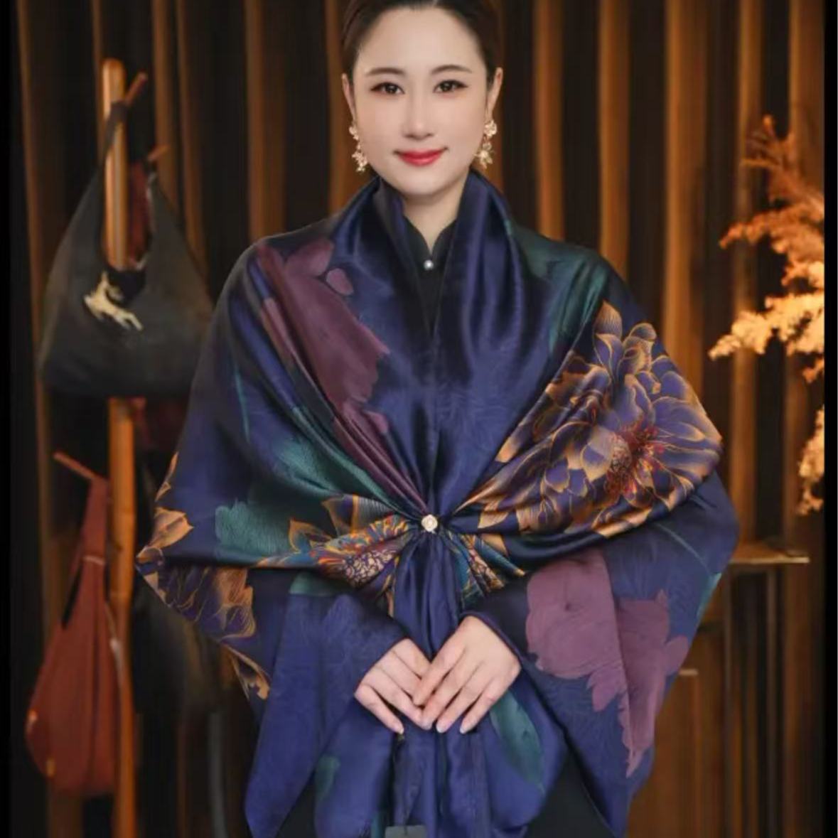 L10 蓝莲花 围巾 180*80左右