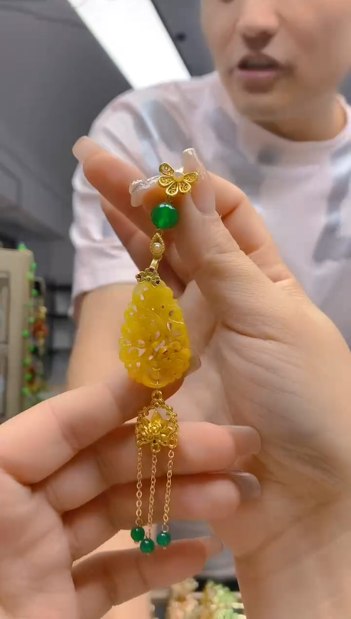 【闪购商品】翡翠耳饰合金390翡翠压襟