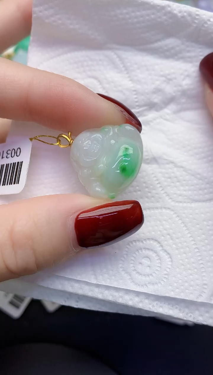 颈饰18K金镶嵌翡翠缅甸天然翡翠a货