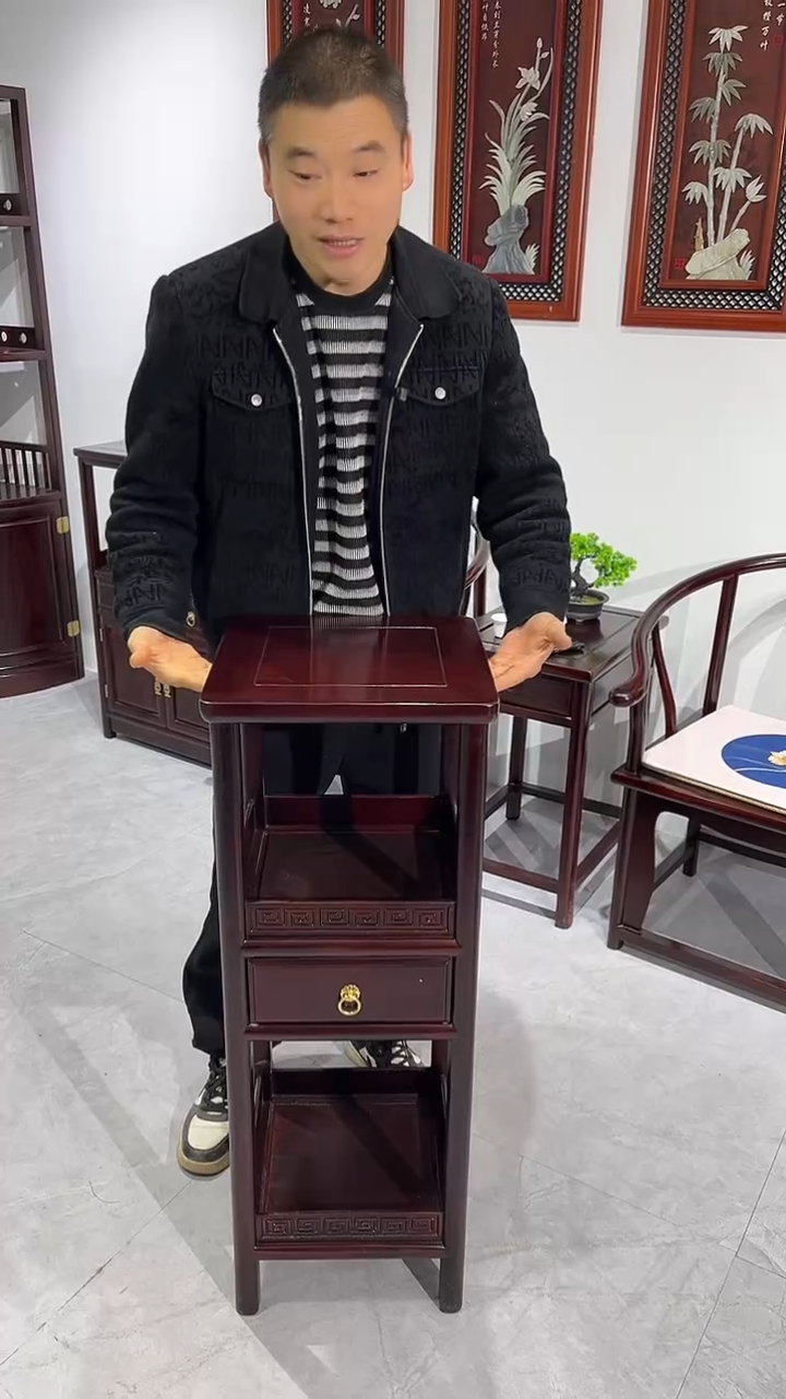 黑酸枝木类成套家具 黑酸枝花架35*35*95高