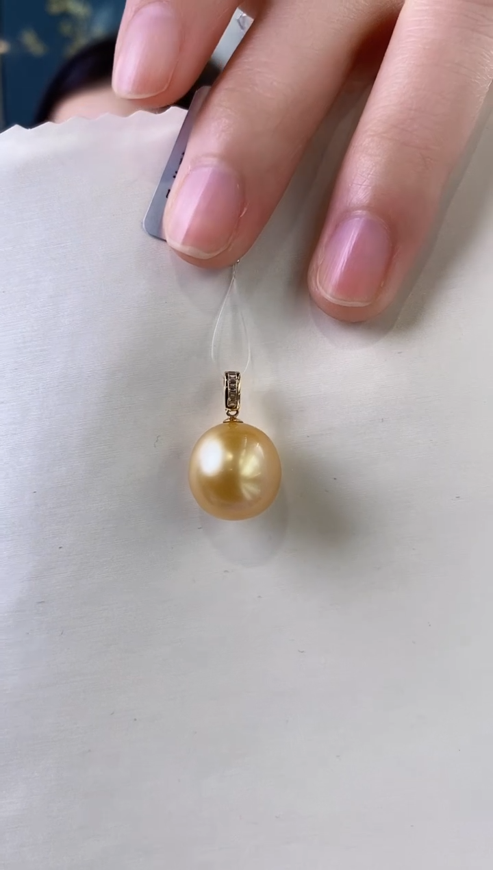 【闪购商品】海水珍珠吊坠(不含链)18K金镶嵌13-14南洋金珍珠吊坠