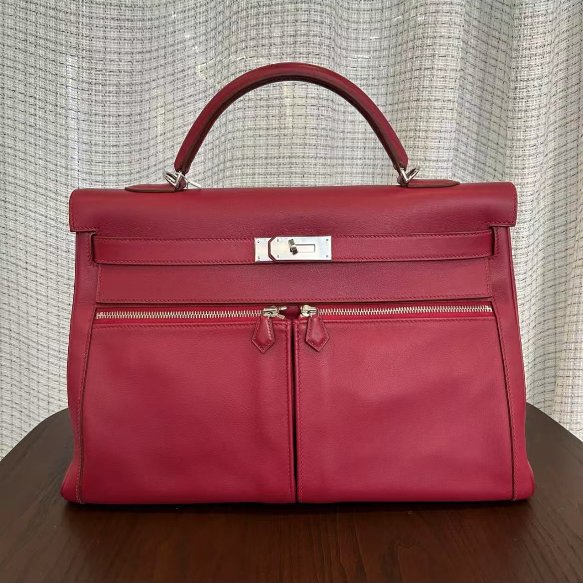 95新 Hermes/爱马仕  kelly Lakis40 宝石红 框O刻 