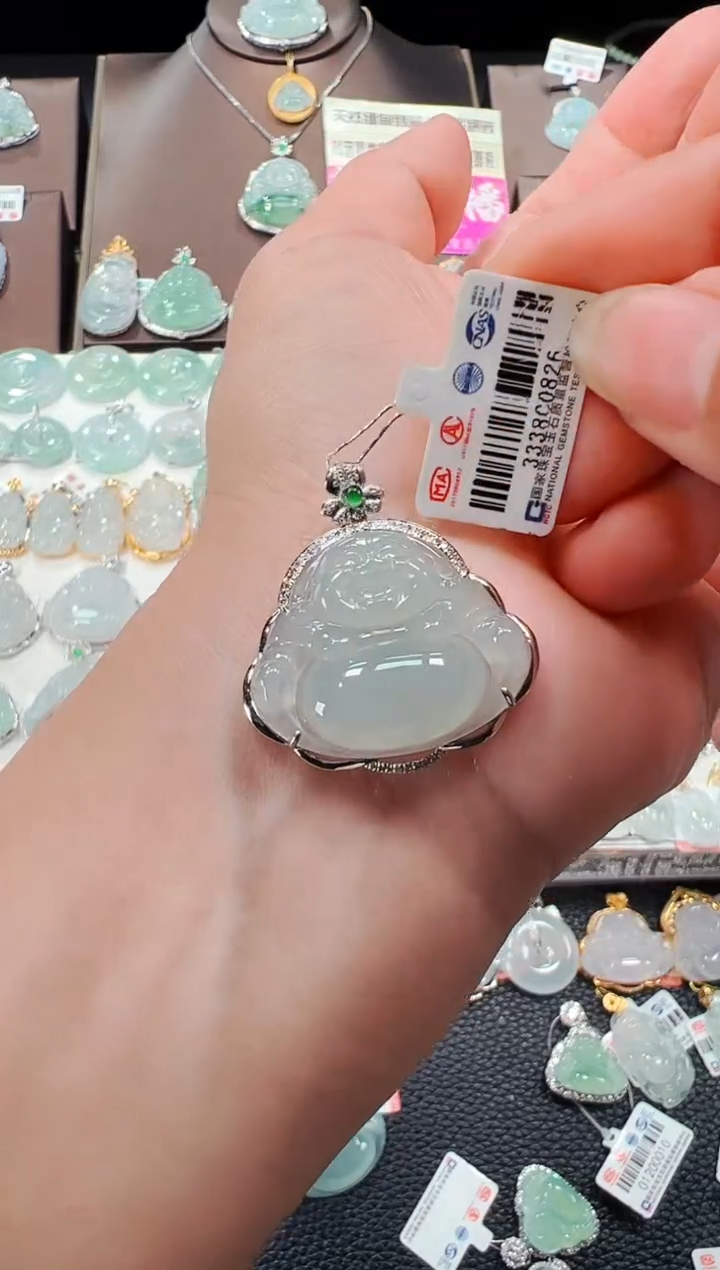 【闪购商品】翡翠吊坠(不含链)18K金镶嵌佛公吊坠826