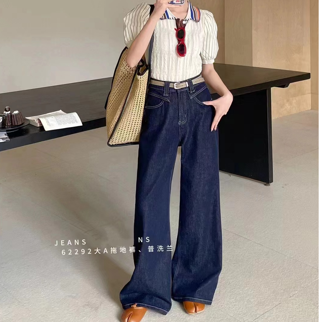 窄版阔腿拖地裤高腰时尚休闲百搭显瘦减龄