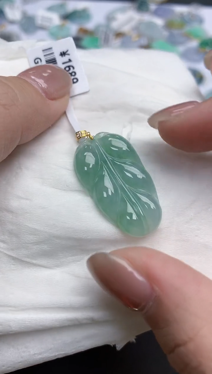 【闪购商品】翡翠颈饰18K金镶嵌天然缅甸翡翠A货