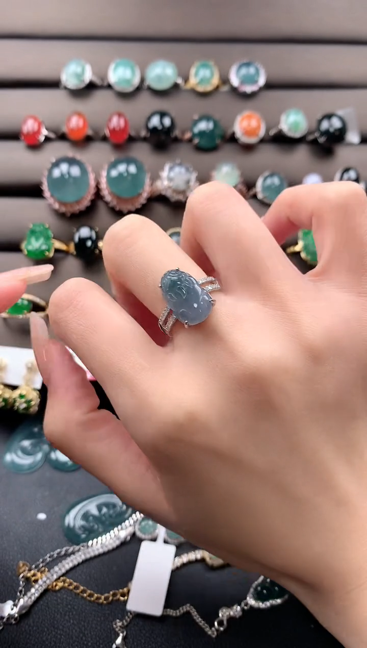 【闪购商品】翡翠戒指银S925镶嵌42343243